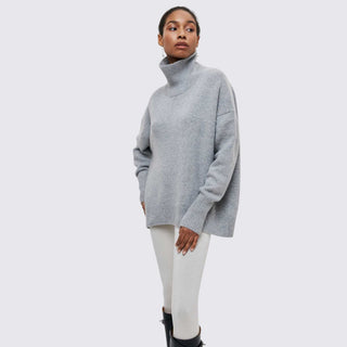 Weiter Rollkragenpullover gerippt für Damen