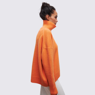Weiter Rollkragenpullover gerippt für Damen