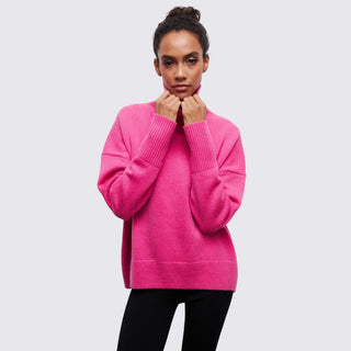 Weiter Rollkragenpullover gerippt für Damen