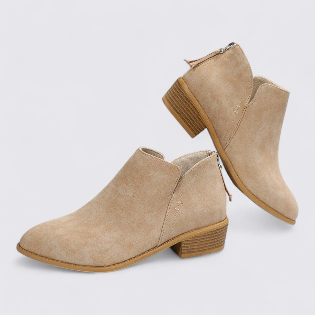 Damen Ankle Boots mit Blockabsatz – Bequeme Stiefeletten – Reißverschluss