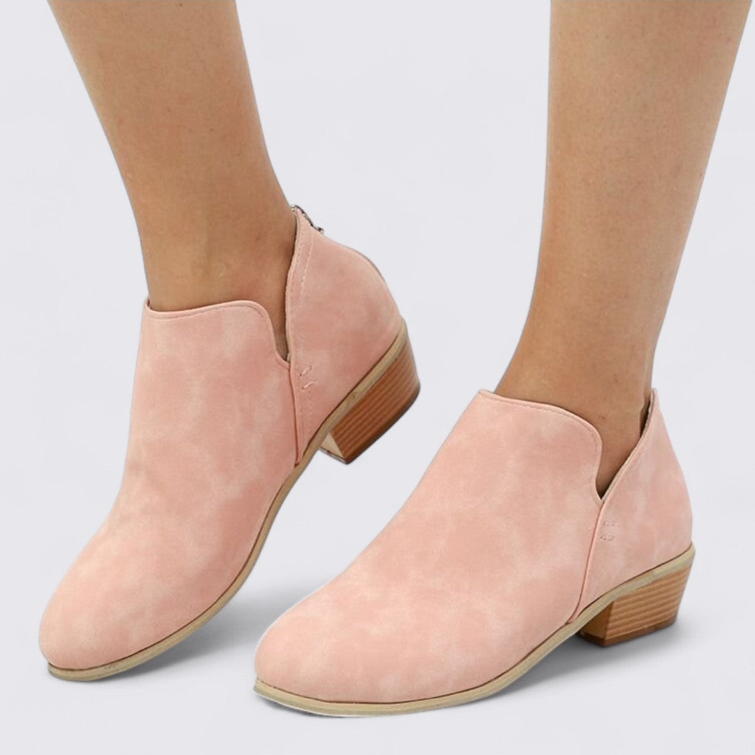 Damen Ankle Boots mit Blockabsatz – Bequeme Stiefeletten – Reißverschluss