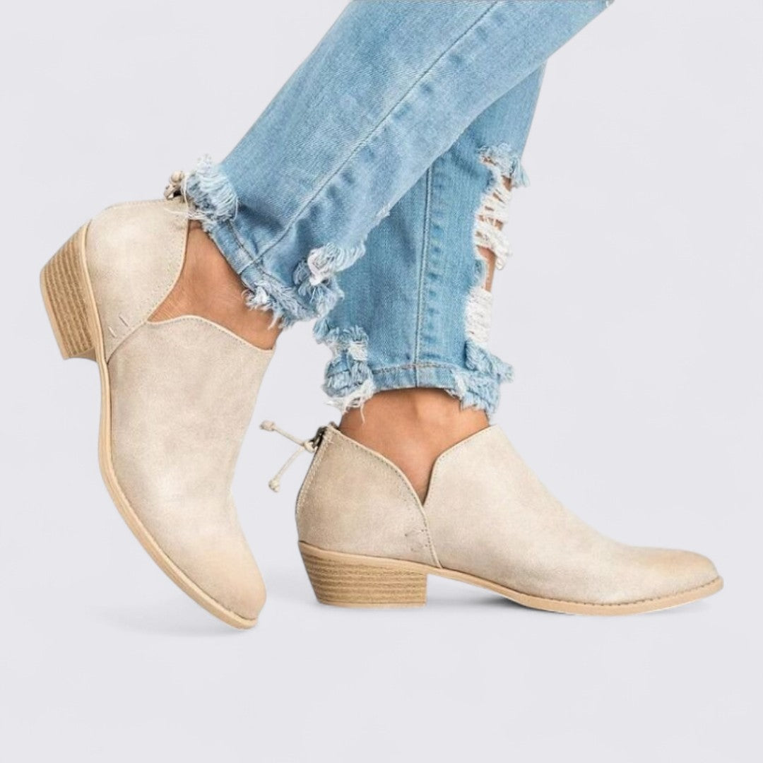 Damen Ankle Boots mit Blockabsatz – Bequeme Stiefeletten – Reißverschluss