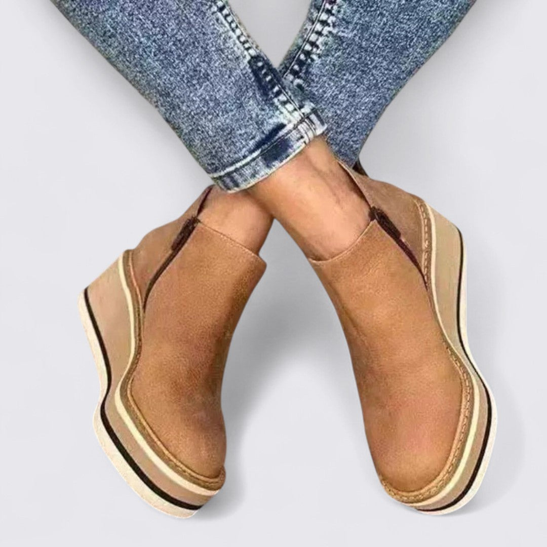 Damen Ankle Boots mit Reißverschluss – Bequeme Stiefeletten – Flache Sohle