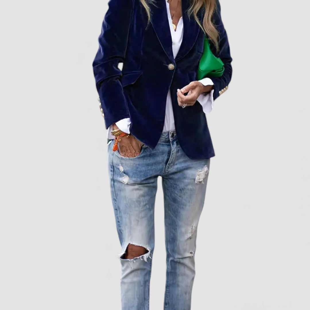 Damen Blazer Jacke – Tailliert Geschnitten – Langarm mit Knopfverschluss