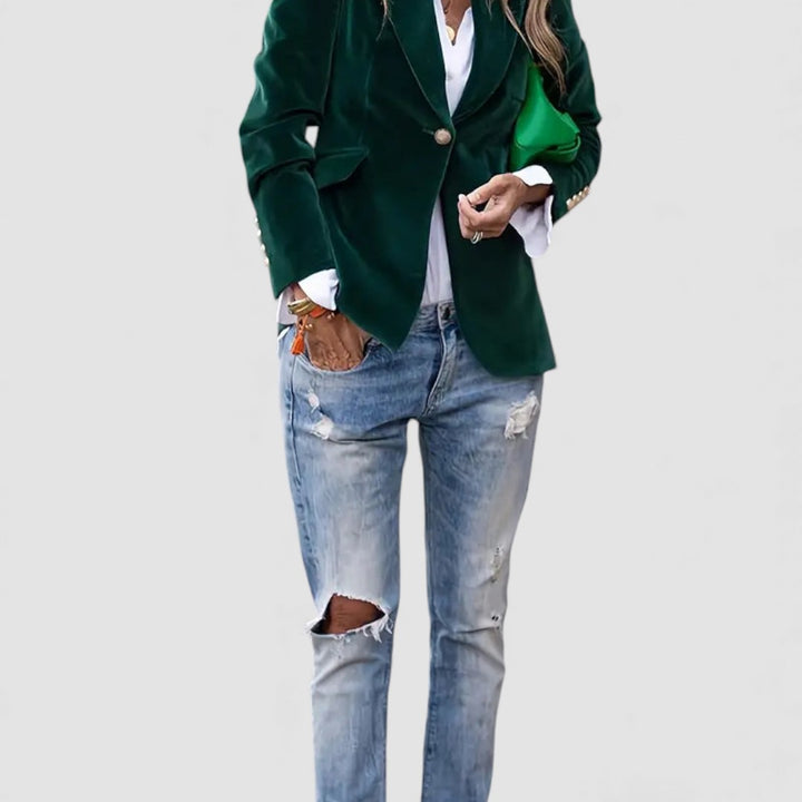 Damen Blazer Jacke – Tailliert Geschnitten – Langarm mit Knopfverschluss