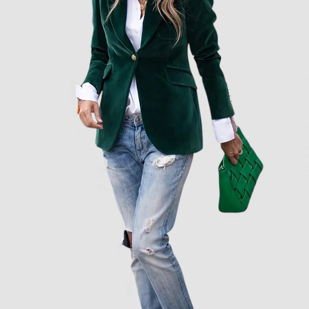 Damen Blazer Jacke – Tailliert Geschnitten – Langarm mit Knopfverschluss