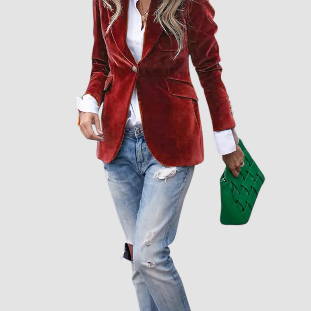 Damen Blazer Jacke – Tailliert Geschnitten – Langarm mit Knopfverschluss