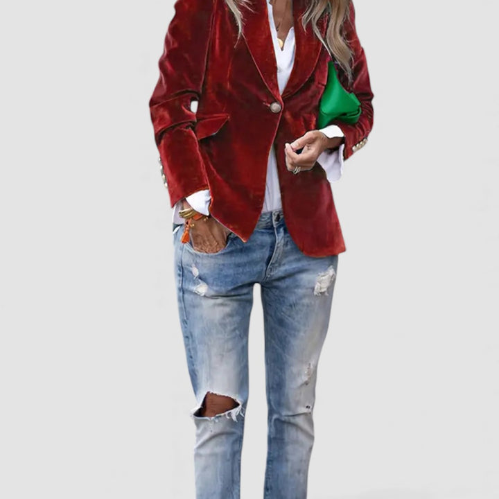 Damen Blazer Jacke – Tailliert Geschnitten – Langarm mit Knopfverschluss