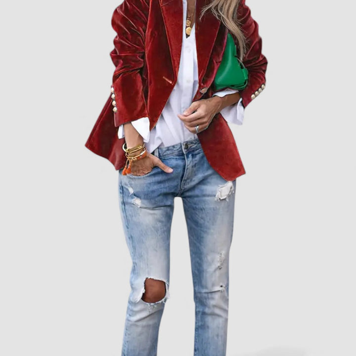 Damen Blazer Jacke – Tailliert Geschnitten – Langarm mit Knopfverschluss