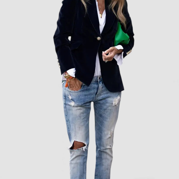 Damen Blazer Jacke – Tailliert Geschnitten – Langarm mit Knopfverschluss