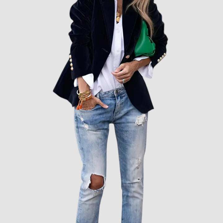 Damen Blazer Jacke – Tailliert Geschnitten – Langarm mit Knopfverschluss