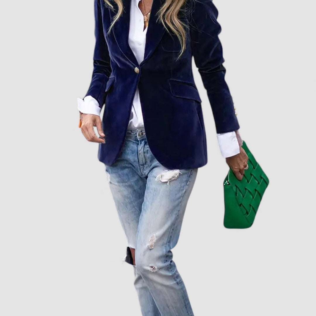 Damen Blazer Jacke – Tailliert Geschnitten – Langarm mit Knopfverschluss