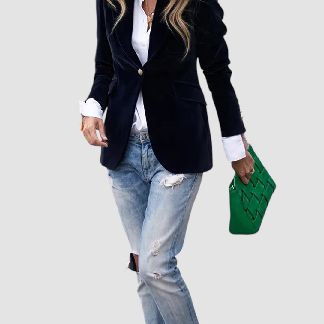 Damen Blazer Jacke – Tailliert Geschnitten – Langarm mit Knopfverschluss