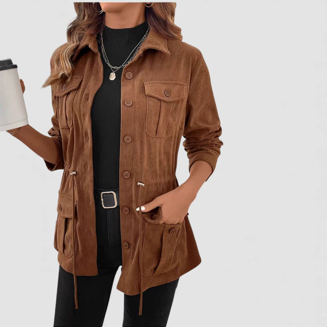 Damen Cordjacke – Lässige Übergangsjacke – Knopfleiste