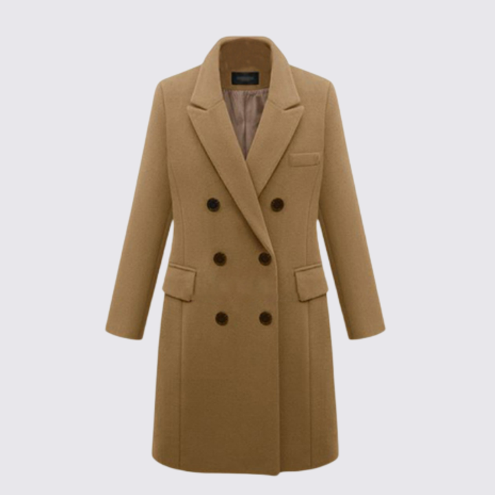 Damen Doppelreihiger Mantel – Reverskragen – Elegant Geschnitten