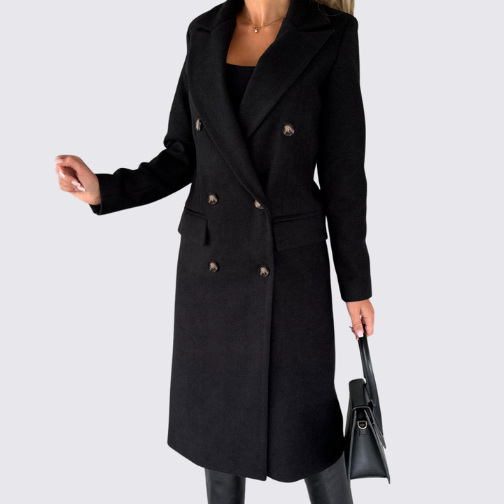 Damen Doppelreihiger Mantel – Reverskragen – Elegant Geschnitten