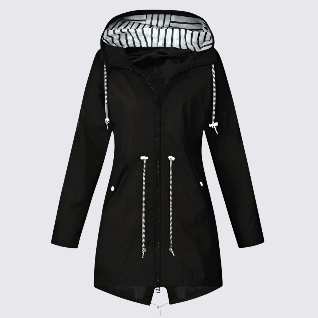 Damen Jacke mit Kapuze – Reißverschluss Jacke – Lang Geschnitten