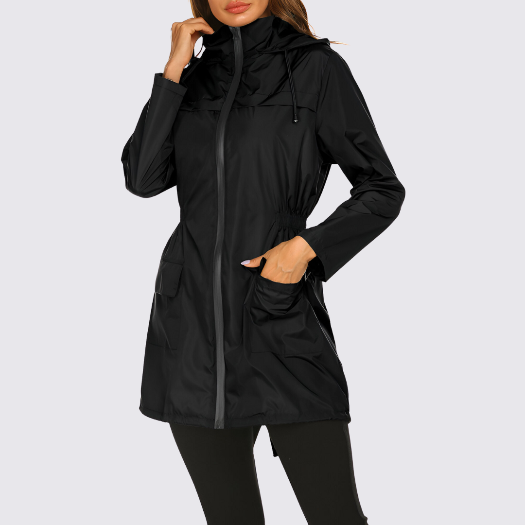 Damen Jacke mit Kapuze – Reißverschluss Jacke – Lang Geschnitten