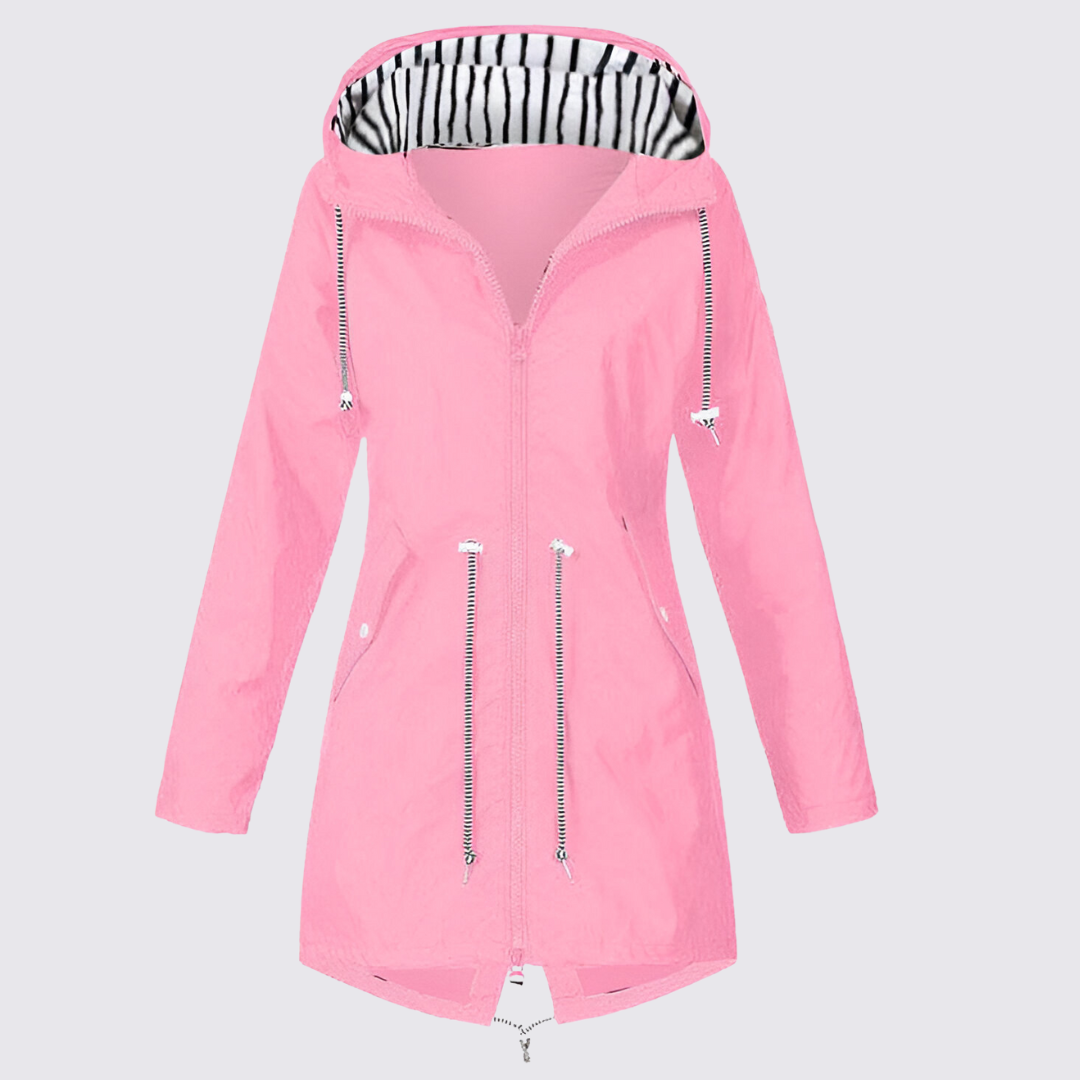 Damen Jacke mit Kapuze – Reißverschluss Jacke – Lang Geschnitten