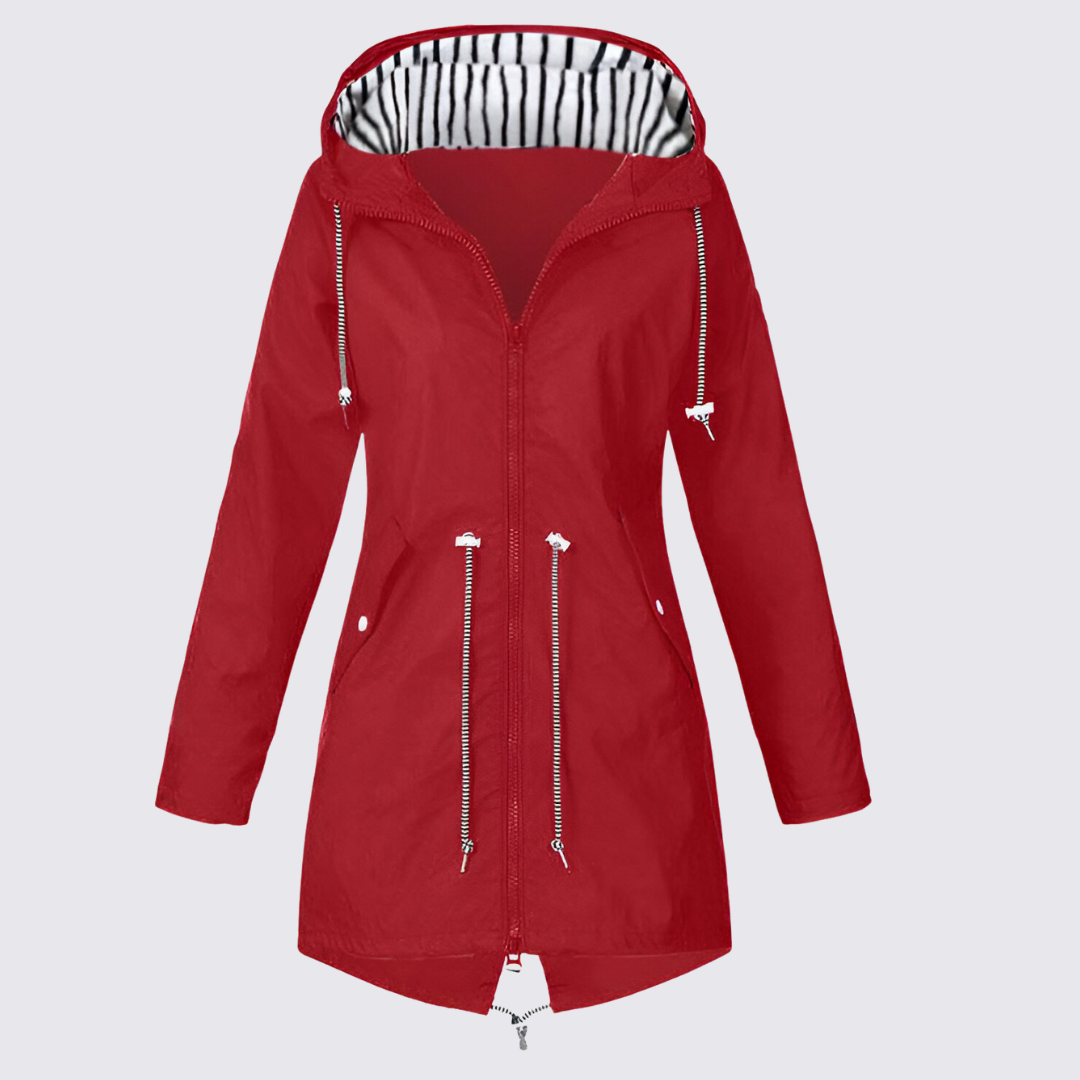 Damen Jacke mit Kapuze – Reißverschluss Jacke – Lang Geschnitten