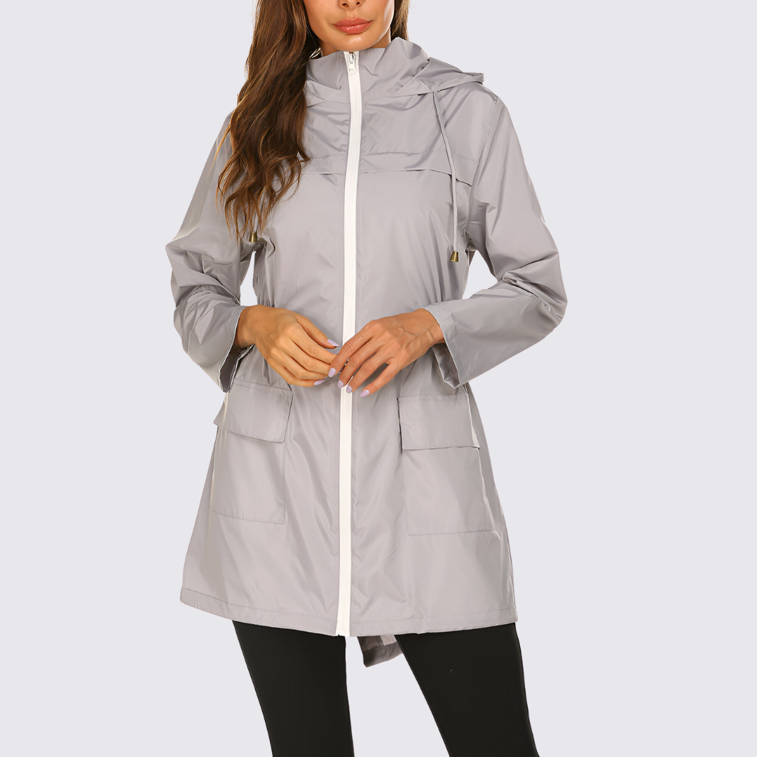 Damen Jacke mit Kapuze – Reißverschluss Jacke – Lang Geschnitten