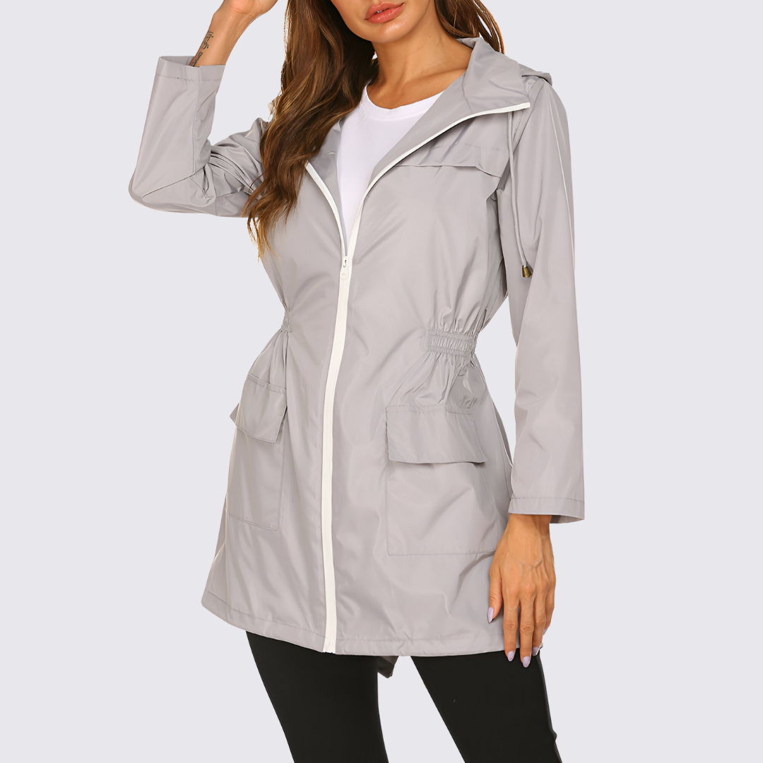 Damen Jacke mit Kapuze – Reißverschluss Jacke – Lang Geschnitten