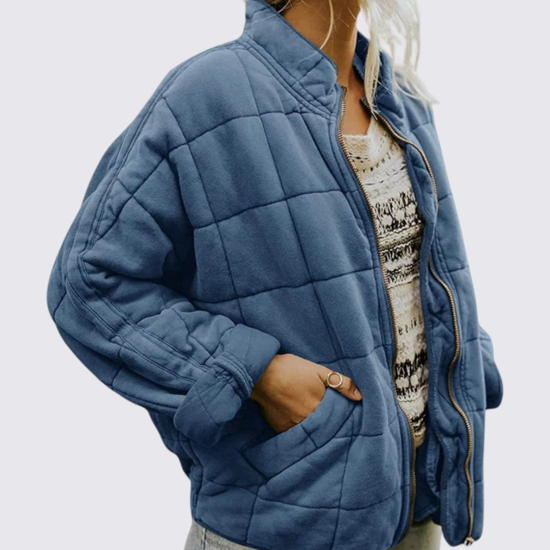 Damen Jacke mit Reißverschluss – Gesteppte Jacke – Langarm