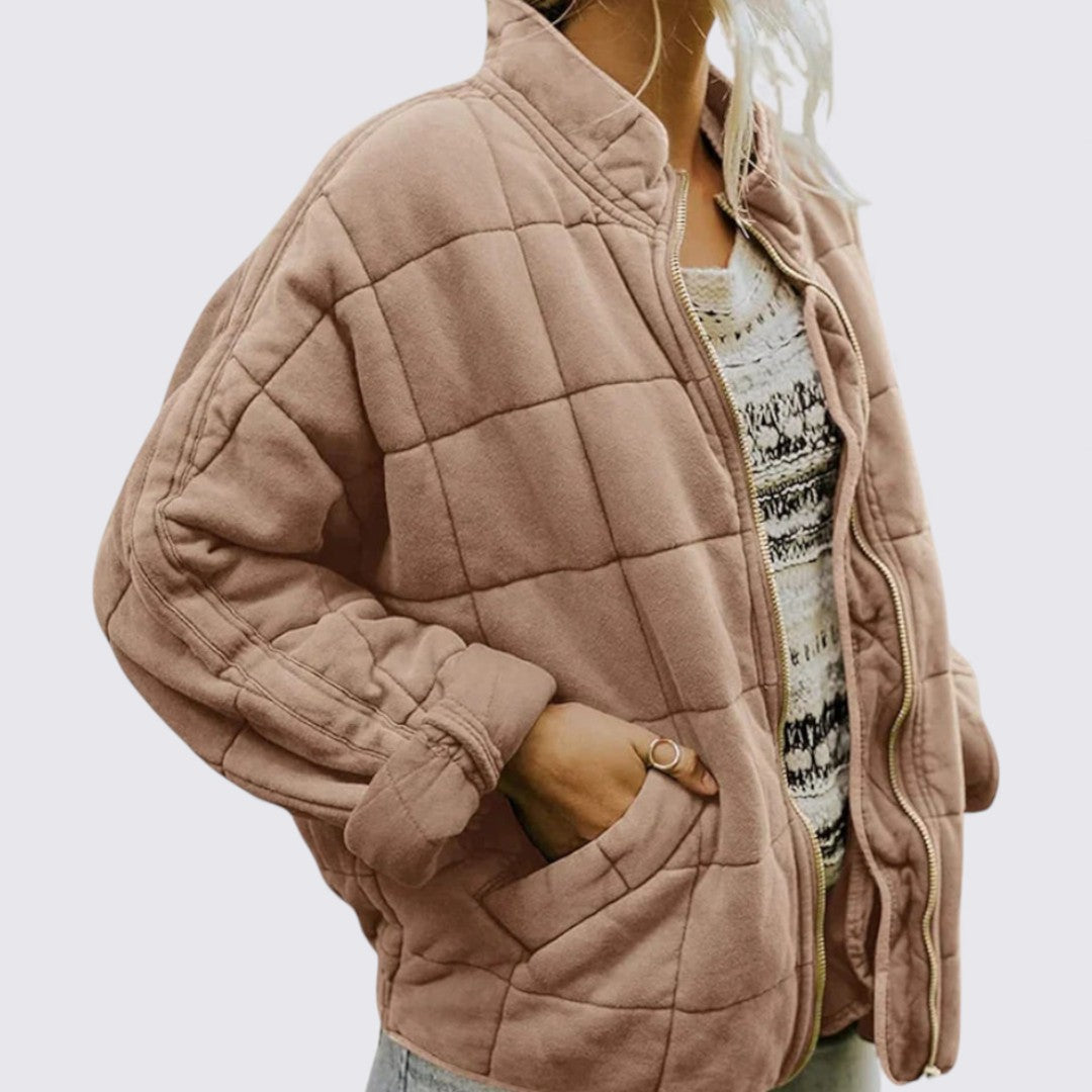 Damen Jacke mit Reißverschluss – Gesteppte Jacke – Langarm