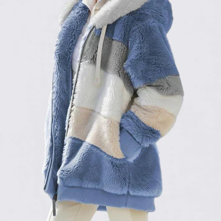 Damen Kapuzenjacke mit Reißverschluss – Weiches Teddy-Material – Lässige Passform