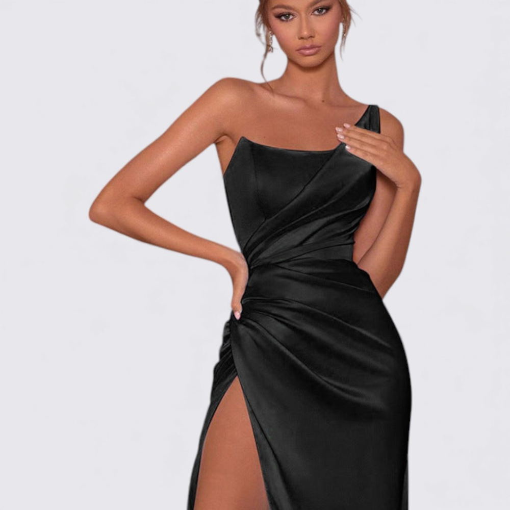 Damen Kleid mit Schlitz – Ärmellos – Knöchellang