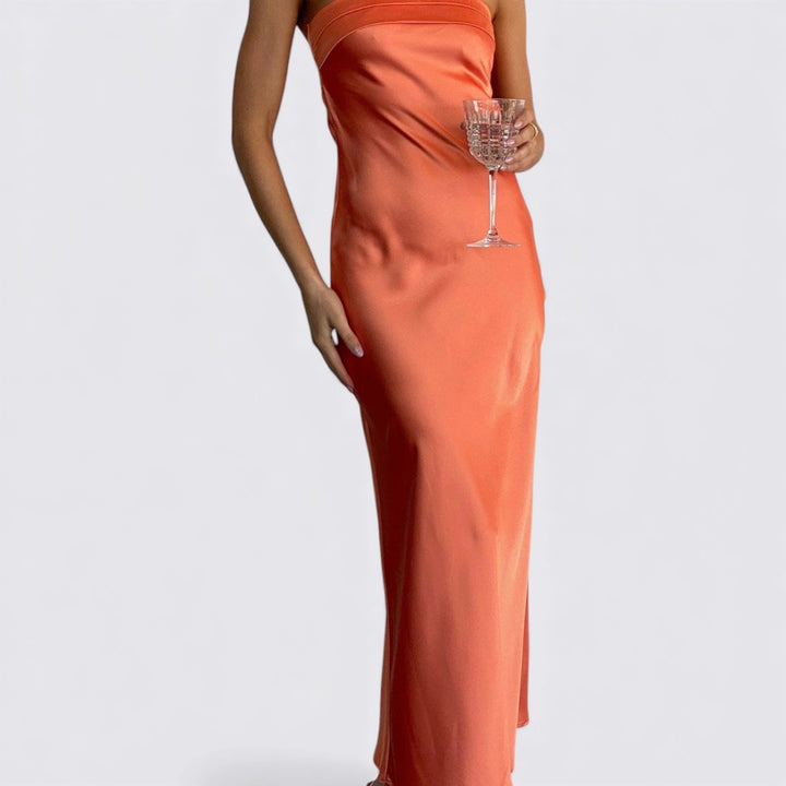 Damen Kleid mit Trägern – Ärmellos – Tailliert Lang