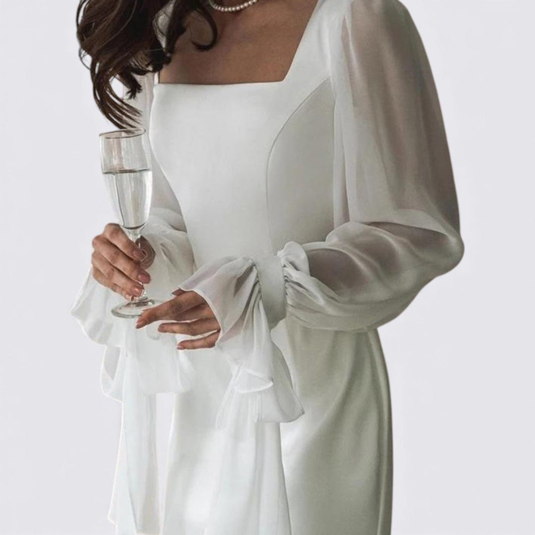 Damen Kleid mit Transparentärmeln – Langarm – Knöchellang