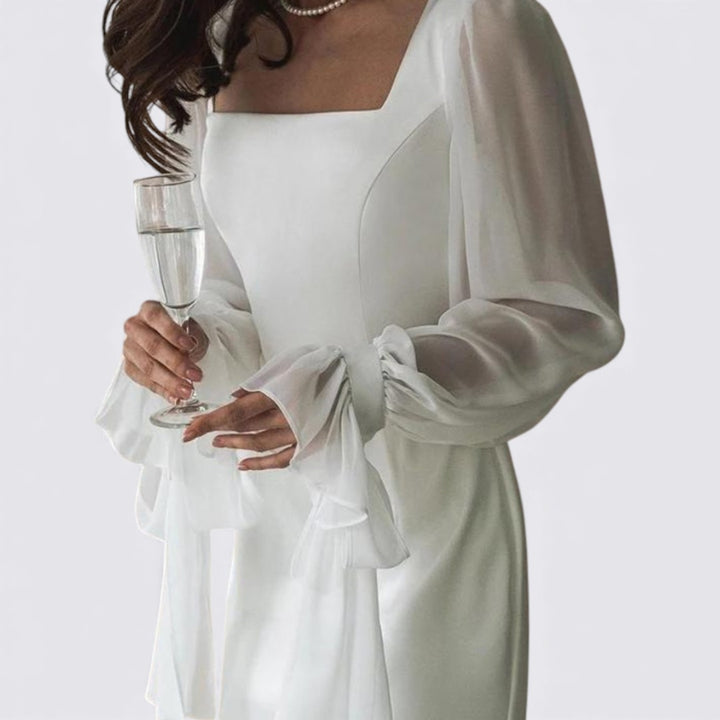 Damen Kleid mit Transparentärmeln – Langarm – Knöchellang