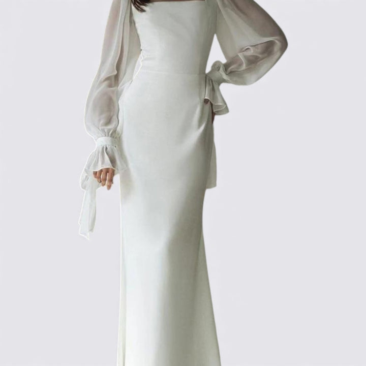 Damen Kleid mit Transparentärmeln – Langarm – Knöchellang