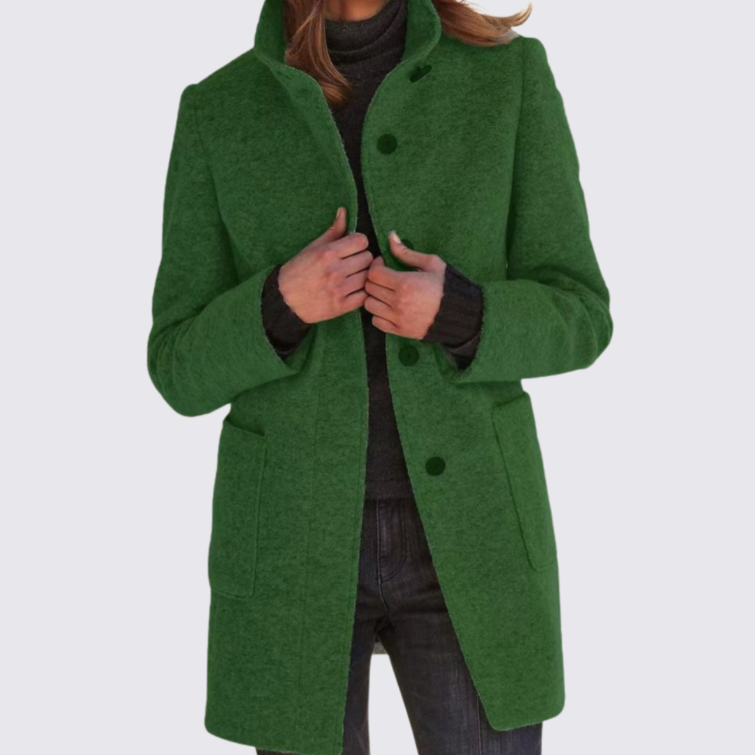 Damen Langer Mantel mit Knopfleiste – Taschen – Klassisch Geschnitten