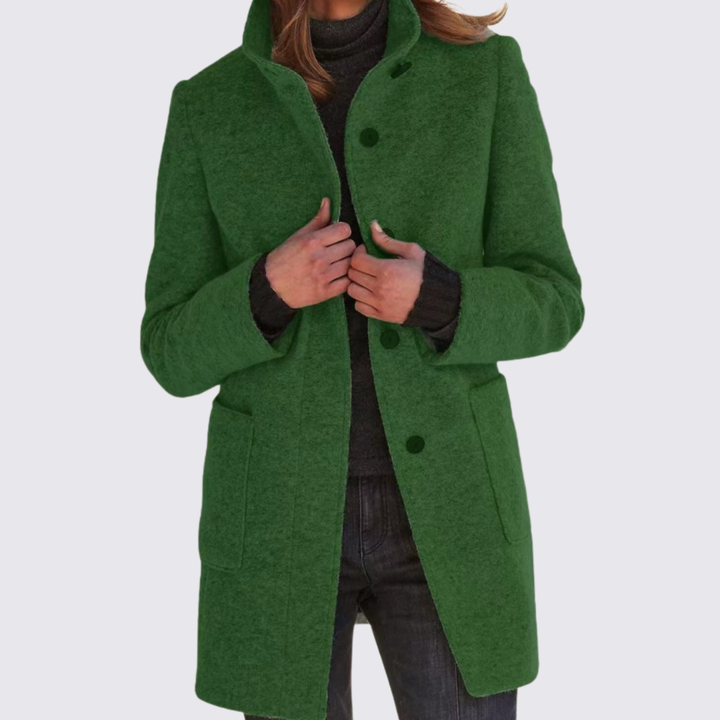 Damen Langer Mantel mit Knopfleiste – Taschen – Klassisch Geschnitten