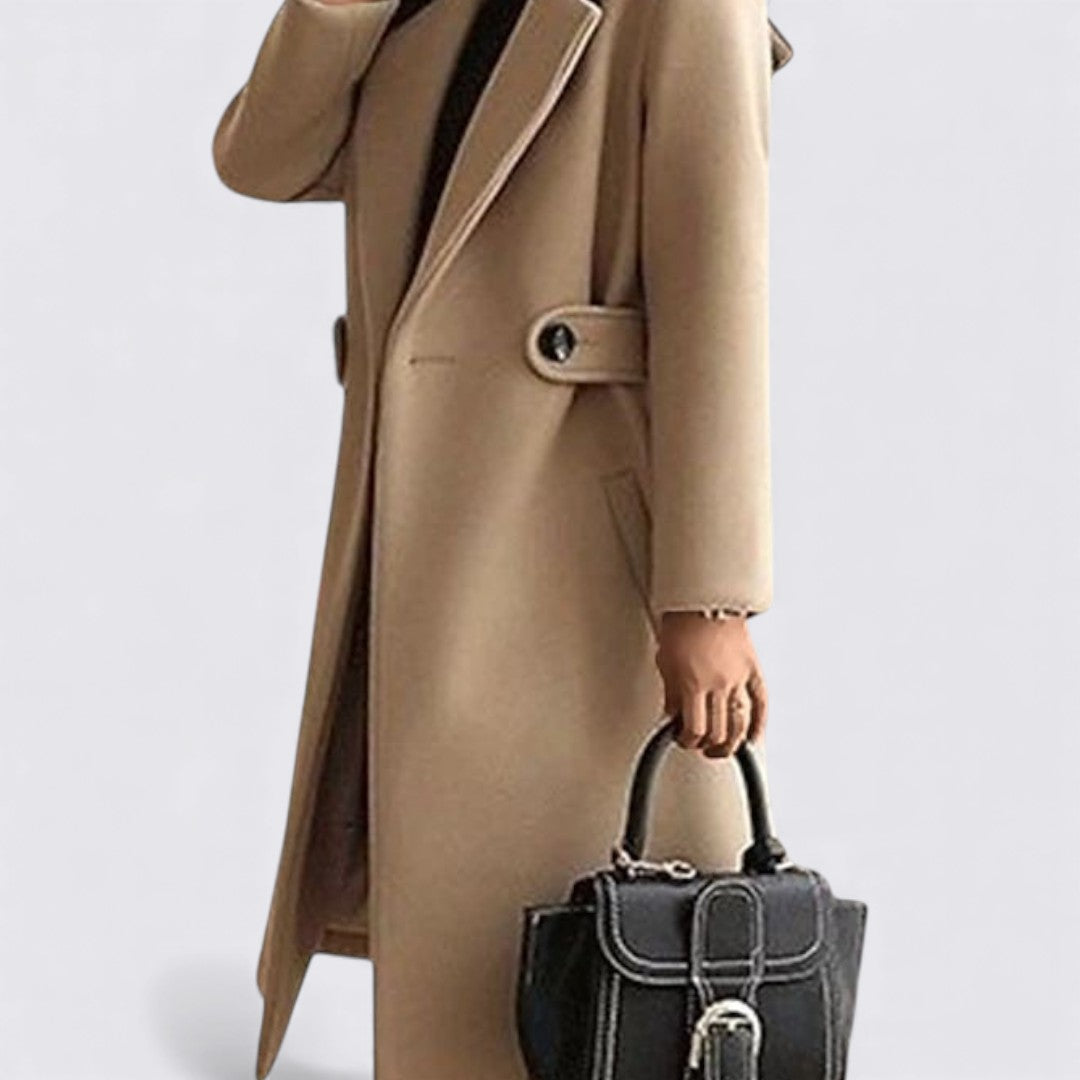 Damen Mantel mit Gürtel – Knielang – Taillierter Schnitt