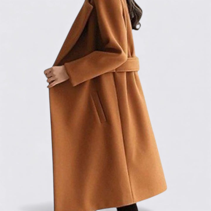 Damen Mantel mit Gürtel – Knielang – Taillierter Schnitt