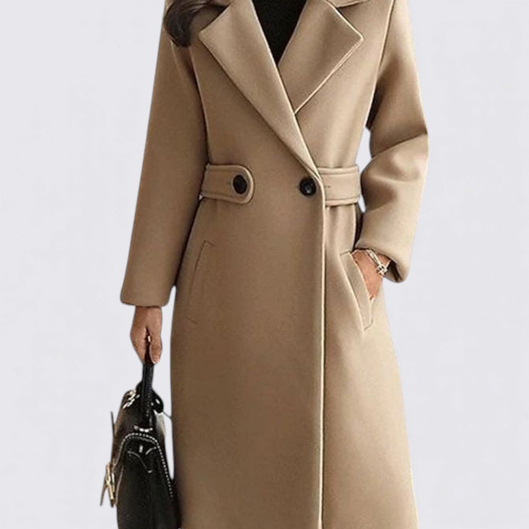 Damen Mantel mit Gürtel – Knielang – Taillierter Schnitt