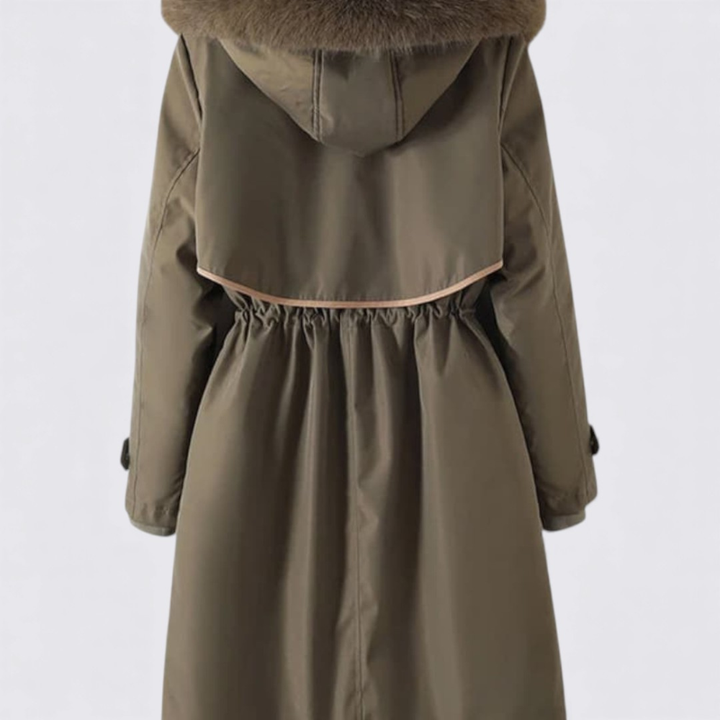 Damen Mantel mit Kapuze – Reißverschluss – Mit Fellkragen