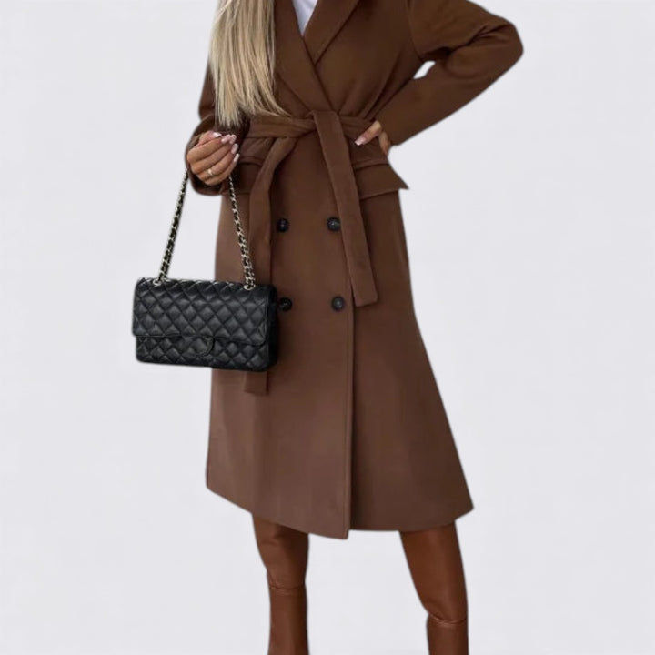 Damen Mantel mit Knöpfen – Langarm Mantel – Langer Schnitt