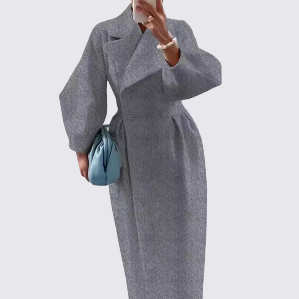 Damen Mantel mit Knopfleiste – Klassischer Mantel – Lang Geschnitten