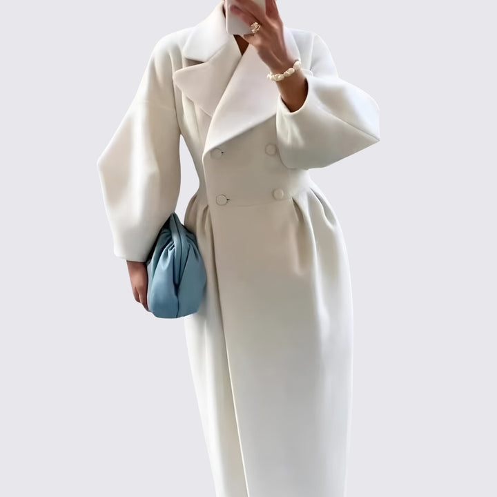 Damen Mantel mit Knopfleiste – Klassischer Mantel – Lang Geschnitten