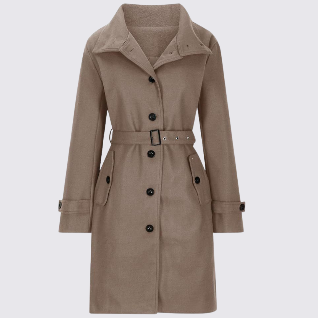 Damen Mantel mit Knopfleiste – Klassischer Mantel – Lang Geschnitten