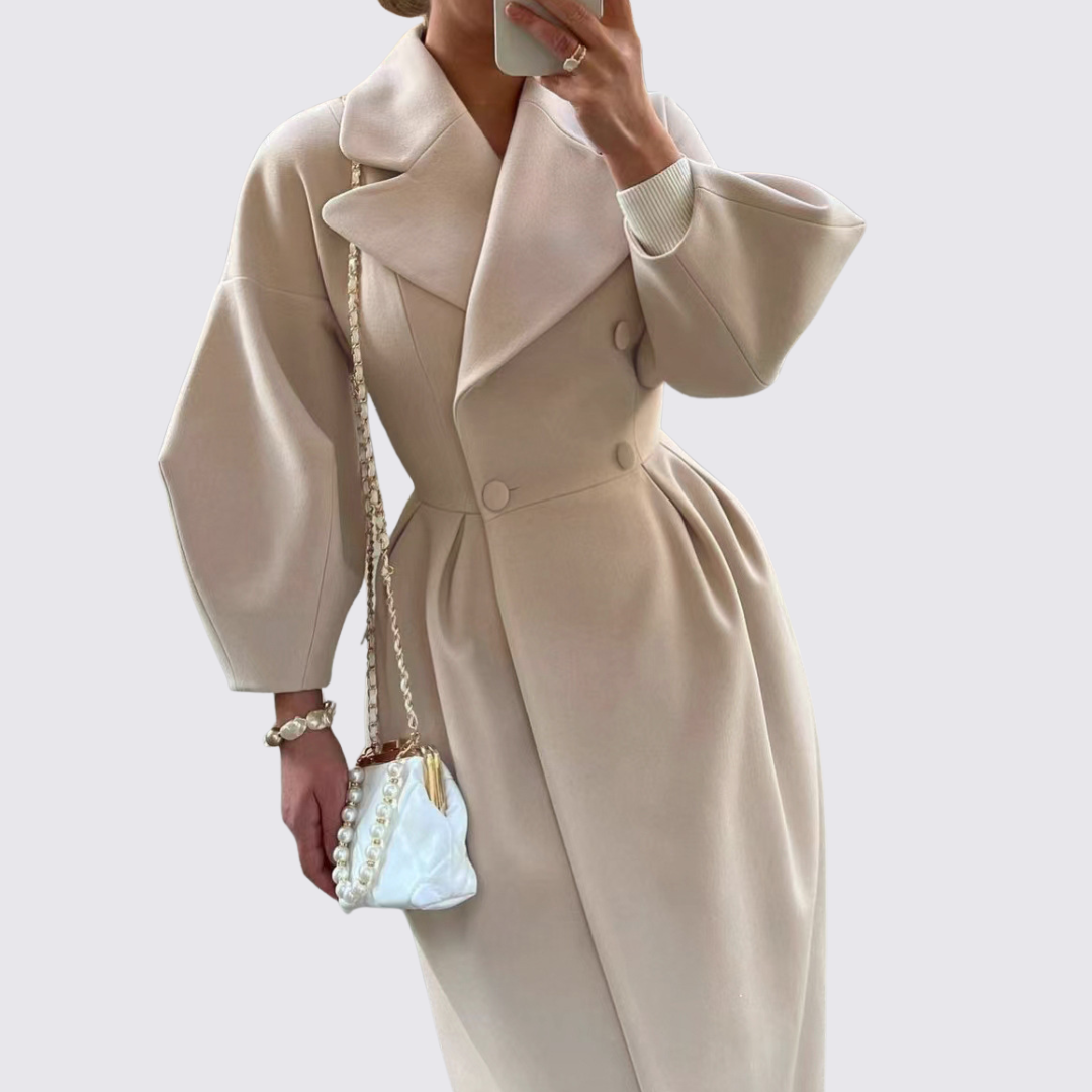 Damen Mantel mit Knopfleiste – Klassischer Mantel – Lang Geschnitten