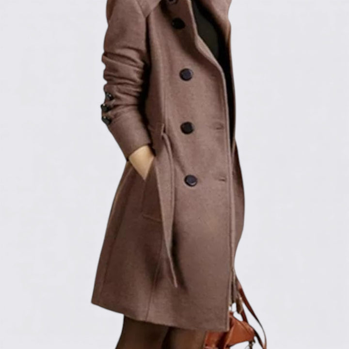 Damen Mantel mit Knopfleiste – Knielang – Taillierter Schnitt