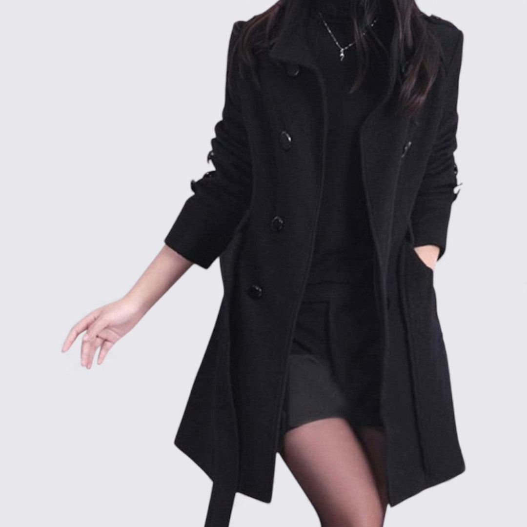 Damen Mantel mit Knopfleiste – Knielang – Taillierter Schnitt