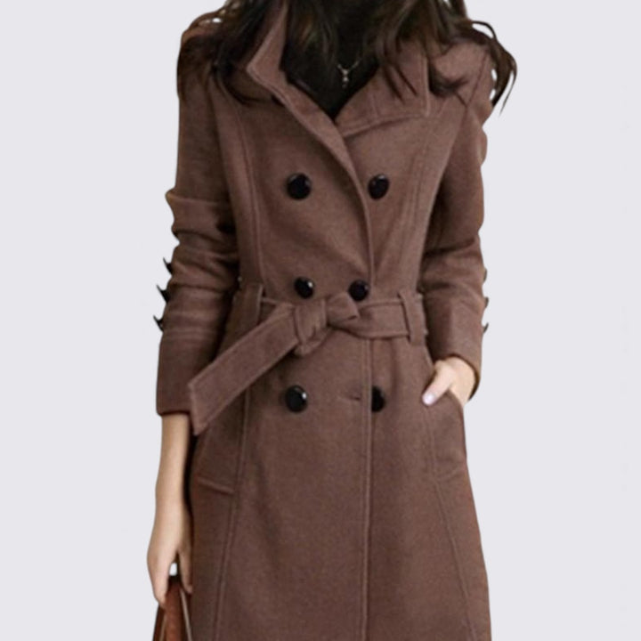 Damen Mantel mit Knopfleiste – Knielang – Taillierter Schnitt