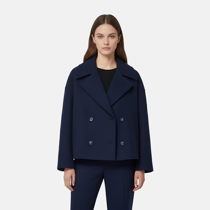 Damen Mantel mit Knopfleiste – Kurz Geschnitten – Klassischer Schnitt