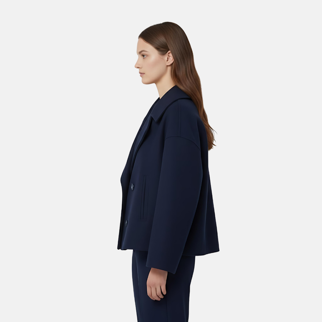 Damen Mantel mit Knopfleiste – Kurz Geschnitten – Klassischer Schnitt